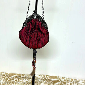 Carlo Fellini Deep wine  silk clutch